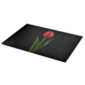 Schwarze 4 Luxe Glasplatte Ruby Red Tulpe Schneidebrett (Ecke)