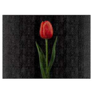 Schwarze 4 Luxe Glasplatte Ruby Red Tulpe Schneidebrett