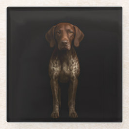 Schwarze 4 Luxe Glasuntersetzer, Deutscher Pointer Glasuntersetzer