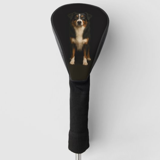 Schwarze 4 Luxe Golf Driver Hülle, Aussie Shepherd Headcover (Vorderseite)