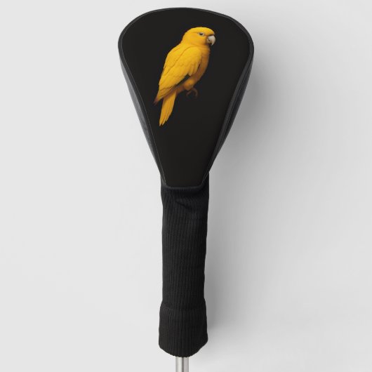 Schwarze 4 Luxe Golf Driver Hülle, Goldsittich Headcover (Vorderseite)