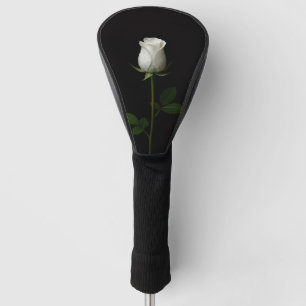 Schwarze 4 Luxe Golf Driver Hülle, Pure White Rose Headcover