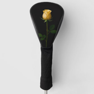 Schwarze 4 Luxe Golf Driver Hülle, sonnengelbe Ros Headcover