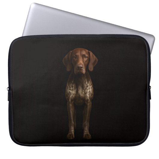 Schwarze 4 Luxe Laptop-Hülle, Deutscher Pointer-Hu Laptopschutzhülle (Vorderseite)