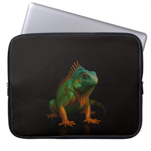 Schwarze 4 Luxe Laptop-Hülle, Grüner Leguan Laptopschutzhülle