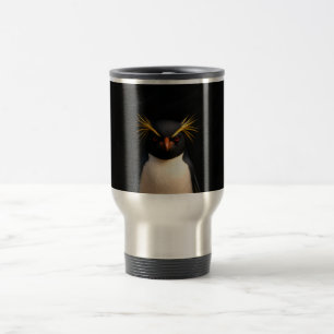 Schwarze 4 Luxe-Reisetasse mit Felsenpinguin Reisebecher
