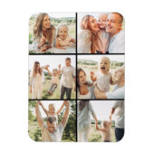 Schwarze 6-Foto-Collage Custom Modern Simple Magnet (Vertikal)