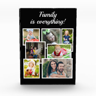Schwarze 7-Foto-Collage Familie ist alles Fotoblock