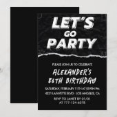 Schwarze 86. Geburtstagseinladungen Männer Weiß Einladung (Vorne/Hinten)