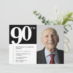Schwarze 90. Geburtstagseinladungen Modern Chic Fo Einladung