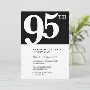Schwarze 95. Geburtstagseinladung Elegant Chic Ein Einladung
