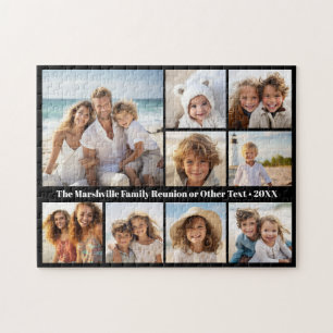 Schwarze 9-Foto-Collage - weißer Text - moderner R Puzzle