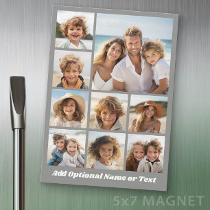 Schwarze 9-Foto-Quadrat-Collage - Magnet mit weiße