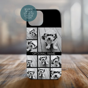 Schwarze 9 Foto-Quadrat-Collage - mit weißem Namen Case-Mate iPhone 14 Hülle