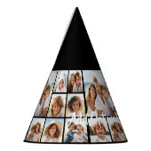 Schwarze 9-Foto-Quadrat-Collage - mit weißer Schri Partyhütchen (Links)
