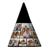 Schwarze 9-Foto-Quadrat-Collage - mit weißer Schri Partyhütchen (Rechts)