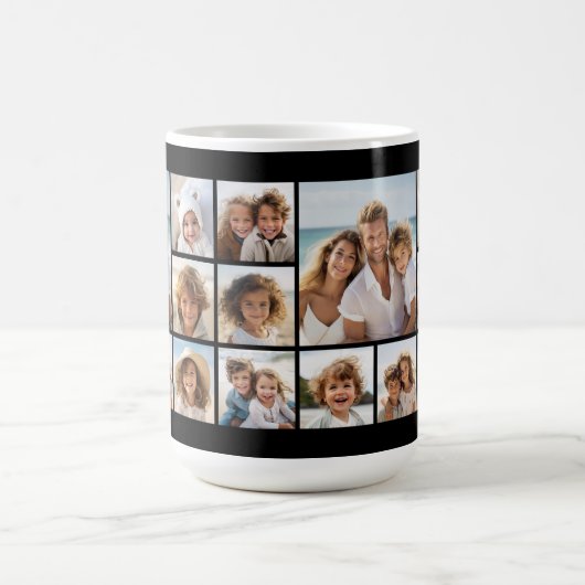Schwarze 9 Foto Square Collage Kaffeetasse (Mittel)