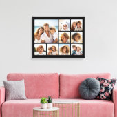 Schwarze 9 Foto Square Collage Leinwanddruck (Insitu (Wohnzimmer))