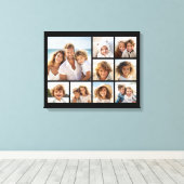 Schwarze 9 Foto Square Collage Leinwanddruck (Insitu (Holzboden))