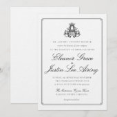 Schwarze "A" Monogramm Hochzeitseinladung Einladung (Vorne/Hinten)