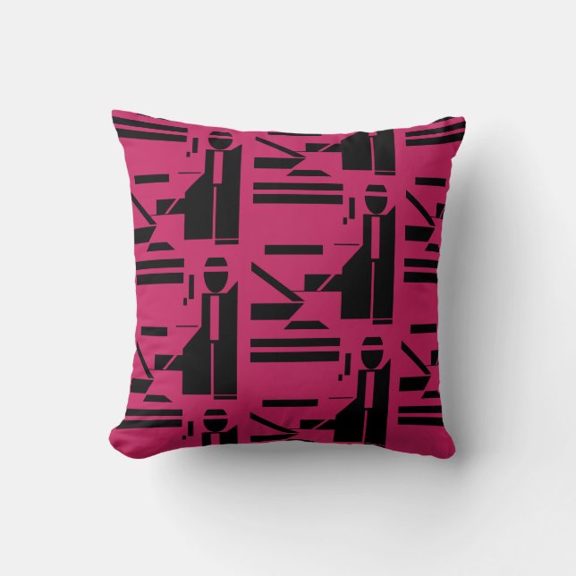 Schwarze Abbildung des geometrischen Musters Burgu Kissen (Vorderseite)