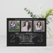 Schwarze Abschluss-Mitteilung Einladung (Stehend Vorderseite)