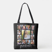 Schwarze Abschlussfeier K–12 moderne Schrift Foto- Tasche (Rückseite)