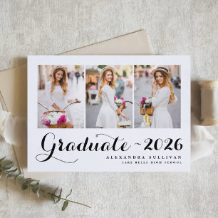 Schwarze Abschlussklasse 2024 Fotocollage Abitur Einladung
