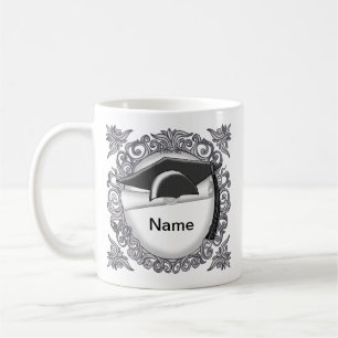 Schwarze Abschlussmütze benutzerdefinierter Becher Kaffeetasse
