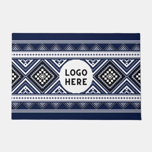 Schwarze Abstrakte ethnisch geometrische Muster mi Fußmatte (Vorderseite)