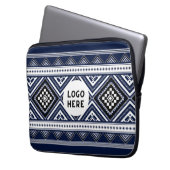 Schwarze Abstrakte ethnisch geometrische Muster mi Laptopschutzhülle (Vorderseite Links)