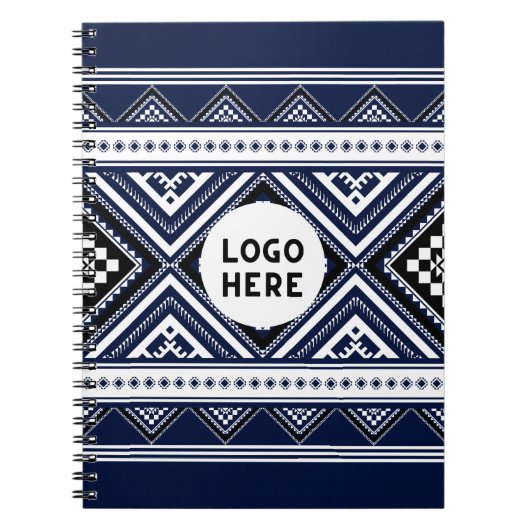 Schwarze Abstrakte ethnisch geometrische Muster mi Notizblock (Vorderseite)