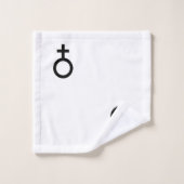 Schwarze Abstrakte Kreise und Linien auf weißem Ba Badhandtuch Set (Waschlappen)