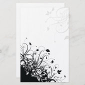 Schwarze Abstrakte Kunst Blumengestation Briefpapier (Vorne/Hinten)