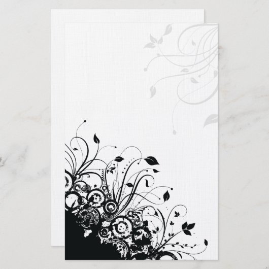 Schwarze Abstrakte Kunst Blumengestation Briefpapier (Vorne/Hinten)