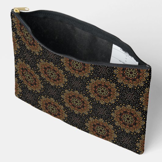 Schwarze Abstrakte Mandala Design Make-up Bag Zubehörtasche (Offen)