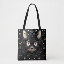 Schwarze Abstrakte moderne Cat Graphic-Tasche Tasche