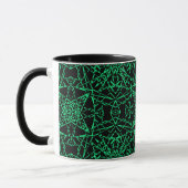 Schwarze abstrakte, moderne Spinnennetzlinien neon Tasse (Links)