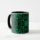 Schwarze abstrakte, moderne Spinnennetzlinien neon Tasse (Vorderseite Links)