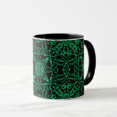 Schwarze abstrakte, moderne Spinnennetzlinien neon Tasse (VorderseiteRechts)