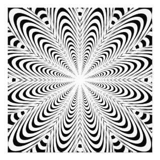 Schwarze abstrakte optische Täuschungs-Blume Fotodruck