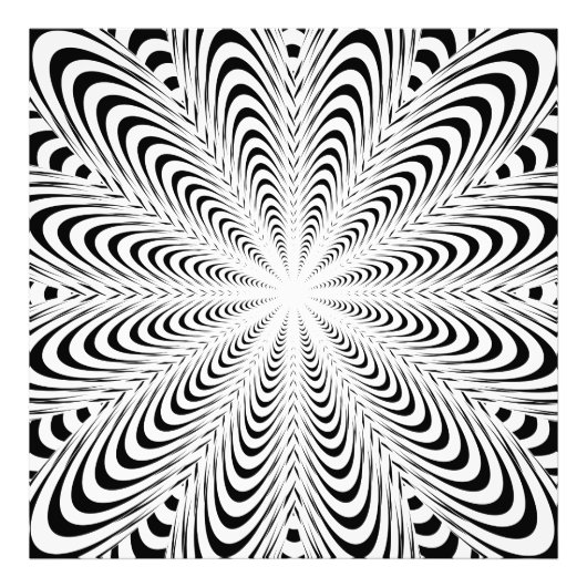 Schwarze abstrakte optische Täuschungs-Blume Fotodruck (Vorne)