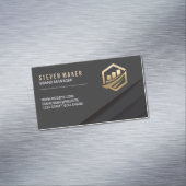 Schwarze Abstrakte Panels | Gold Financial Icon Magnetische Visitenkarte (Beispiel)