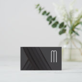 Schwarze Abstrakte Panels | Monogramm Visitenkarte (Stehend Vorderseite)