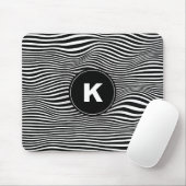 Schwarze Abstrakte Wave Lines Mousepad (Mit Mouse)