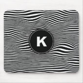 Schwarze Abstrakte Wave Lines Mousepad (Vorne)