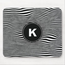 Schwarze Abstrakte Wave Lines Mousepad