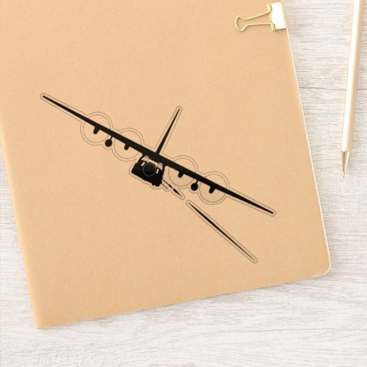Schwarze AC-130-Silhouette Aufkleber (Notizbuch)