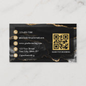 Schwarze Achat-Friseurstylist-Glitter-QR-Code Visi Visitenkarte (Rückseite)
