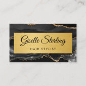 Schwarze Achat-Friseurstylist-Glitter-QR-Code Visi Visitenkarte (Vorderseite)